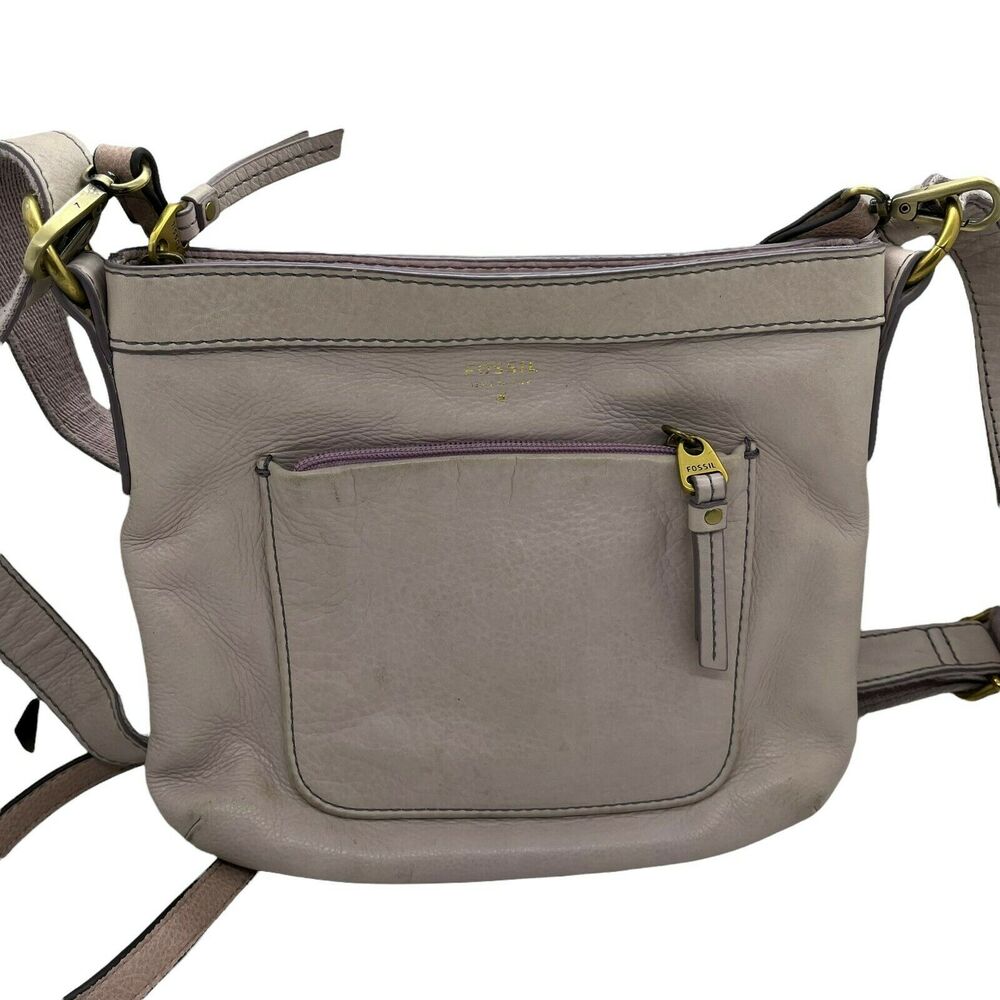 Fossil Crossbody Handbag Purse Womens Mimi SHB1068 Lavender Beige Leather